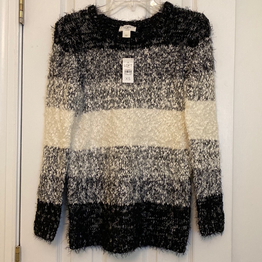 LOFT Black & White Striped Sweater (XS)